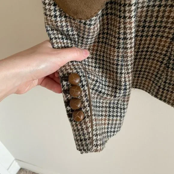 Zara Double Breasted Houndstooth Blazer Size Small - Dark Academia Aesthetic - Picture 6 of 12